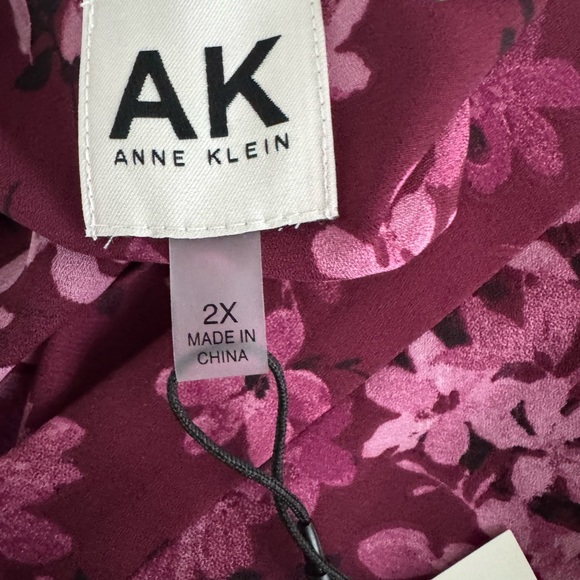 Anne Klein Dark Red Floral Blouse - Picture 5 of 11